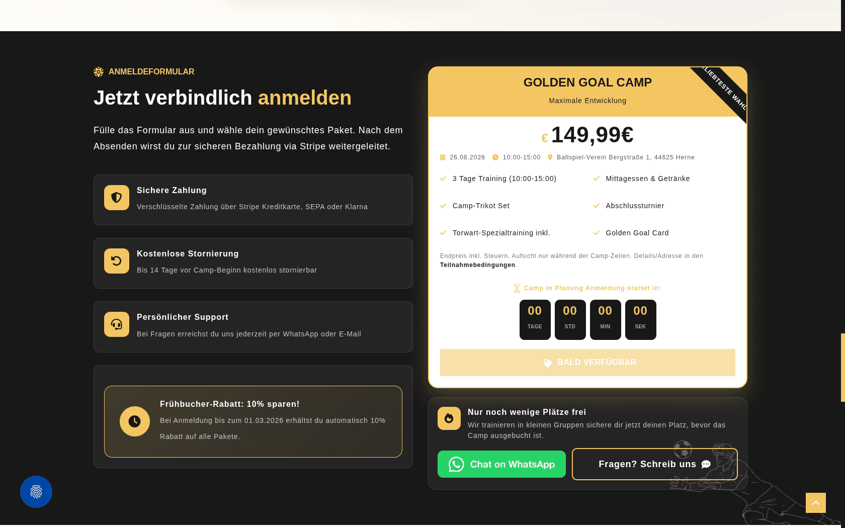 Golden Goal Academy Zahlungsbereich